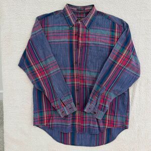 Colours by Alexander Julian Plaid Button Down Shirt Mens Large Blue Red Cotton